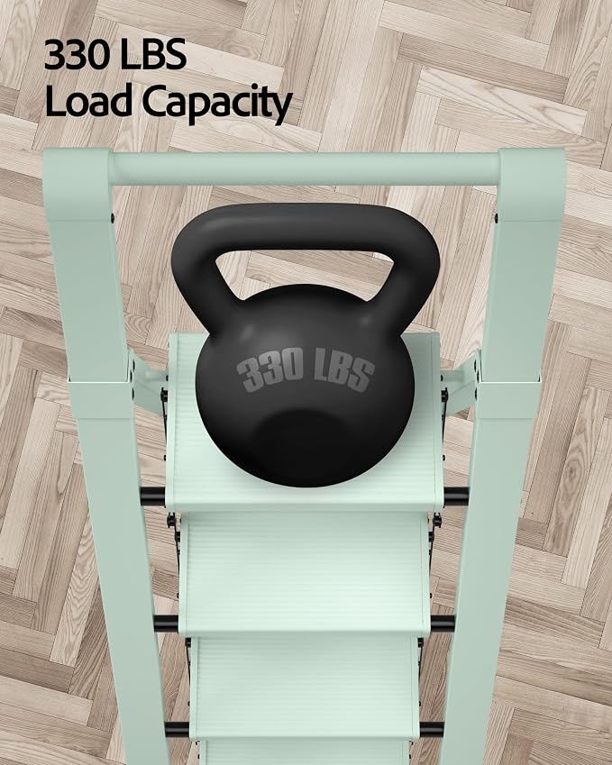 Taranta 4 Step Ladder,Aluminum Step Stool Foldable-Fairyland Green | Lightweight Folding Ladder with Convenient Handgrip,Wide Top Pedal,330lbs Capacity Stepladder for Home,Office,Kitchen - Image 4