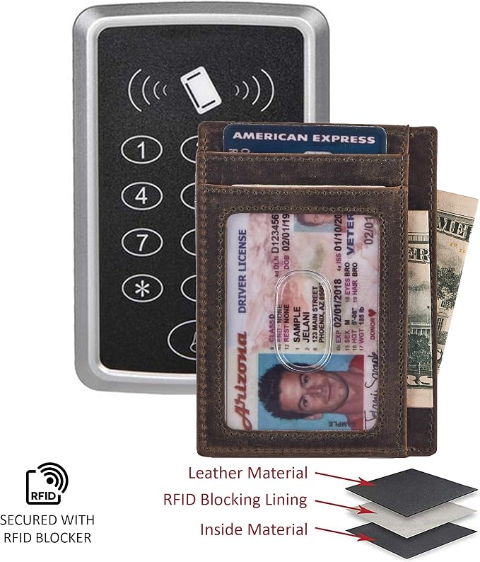 Front Pocket Wallet for Men Women Slim Minimalist Real Leather RFID Blocking Credit Card Holder - Image 3