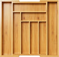 Pipishell Bamboo Expandable Drawer Organizer for Utensils Holder, Adjustable Cutlery Tray, Wood Drawer Dividers Organizer for Silverware, Flatware, Knives in Kitchen, Bedroom, Living Room(M-N) by Pipishell
