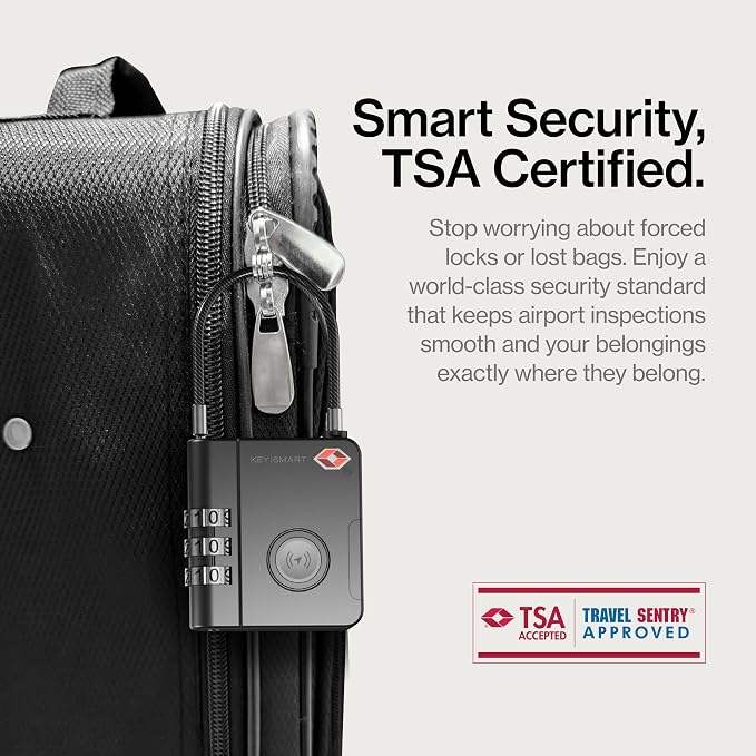 KeySmart SmartLock Tracking Luggage Locks, TSA Locks for Luggage, GPS Tracker, Combination Lock Compatible with Apple Find My App, Best Travel Essentials, Replaceable Non-Rechargeable Battery (1 Pack) - Image 7