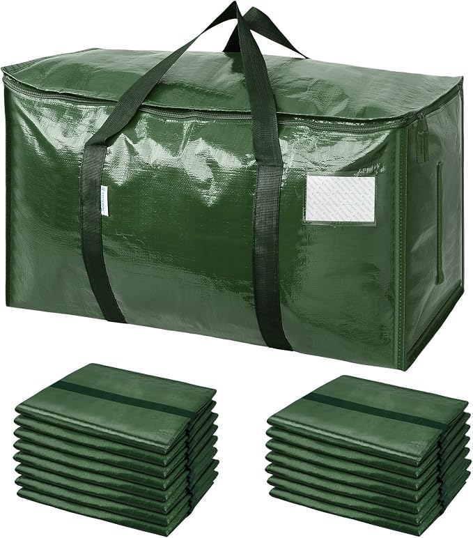 TICONN 16 Pack Extra Large Moving Bags Heavy Duty with Zippers & Carrying Handles, Durable Storage Bags Moving Boxes for Closet Organizers and Storage (16 Pack, Olive) by TICONN