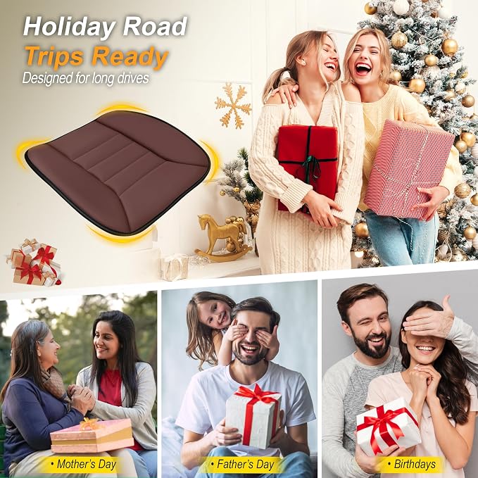 kingphenix 3-Piece Memory Foam Car Seat Cushion Set for Driving Comfort | 2 Front Seat Cushions and 1 Rear Bench Pad, 1.2-Inch Memory Foam, Non-Slip Bottom for Sedan, SUV, Truck and Van, Brown - Image 9