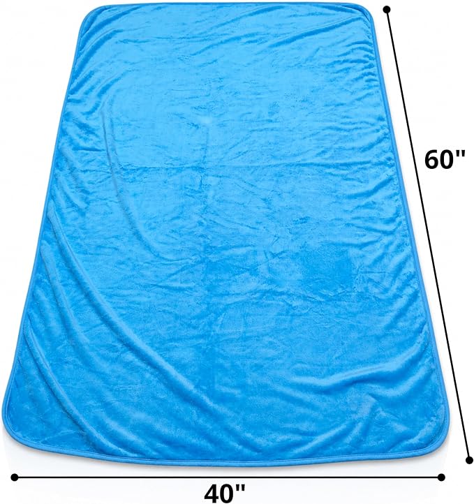 Travel Blanket Airplane, Soft 40" x 60" Flannel Travel Blanket, Lightweight Compact Blanket for Flights, Car Trips, Home & Office, Includes Carrying Pouch, Blue - Image 2