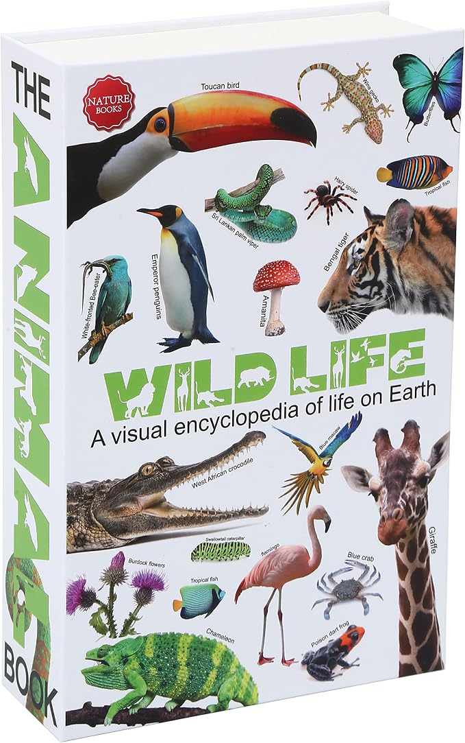 Wild Life Diversion Book Safe with Key Lock, Secret Hidden Storage Box, Real Paper Pages, 9.3''x6.0''x2.3'', Includes 2 Keys, Sturdy Steel Metal Vault, Discreet Home Security Organizer by Ulixu