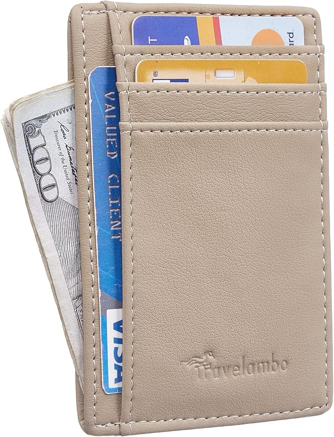 Travelambo Front Pocket Minimalist Leather Slim Wallet RFID Blocking Medium Size - Image 2
