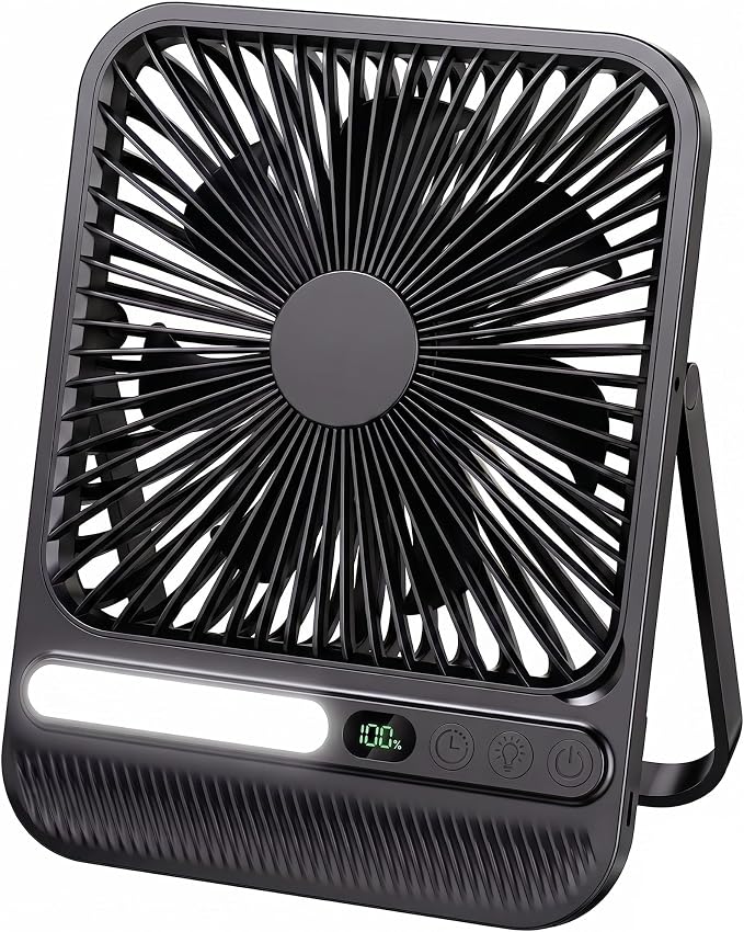 8000mAh Portable Travel Fan,7in 28hrs Ultra-Thin Desk Fan | USB Rechargeable Fan,1.65in Ultra-Thin,<42dB,with Timer,Light&Digital Display,Battery Powered Fan for Sleeping Hotel Cruise by BIVBTP