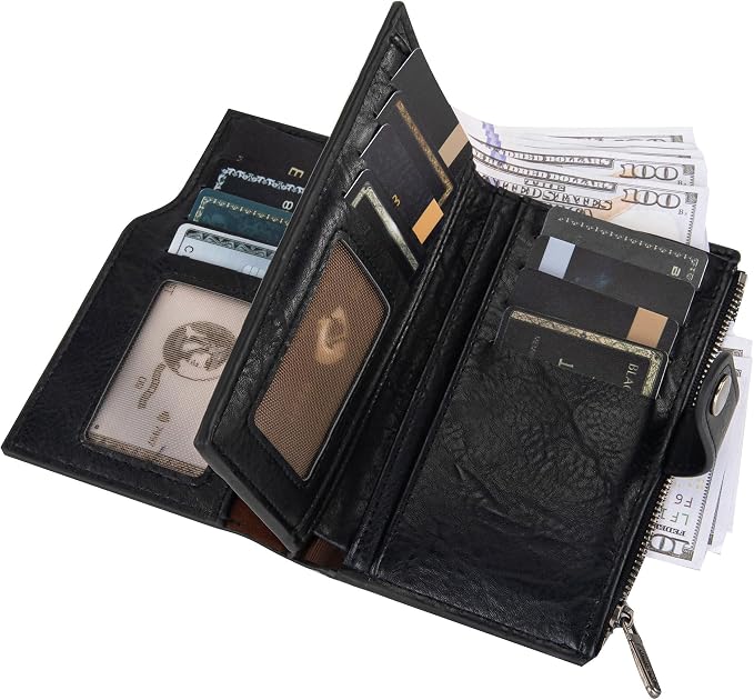 Wrangler Wallet for Women Bifold Card Holder with Zipper and ID Window - Image 3