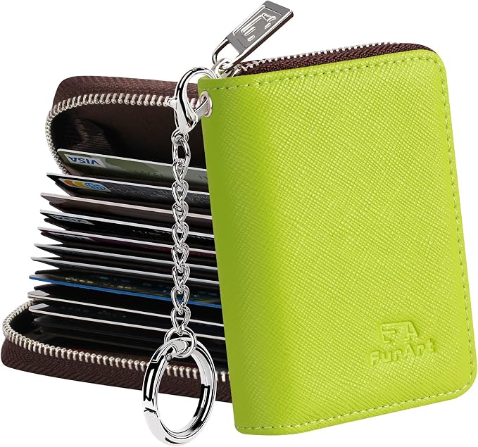 FurArt Zipper Wallet Women RFID Credit Card Holder keychain Wallet | ID Window RFID Blocking Compact Small business 15/16 slots by FurArt