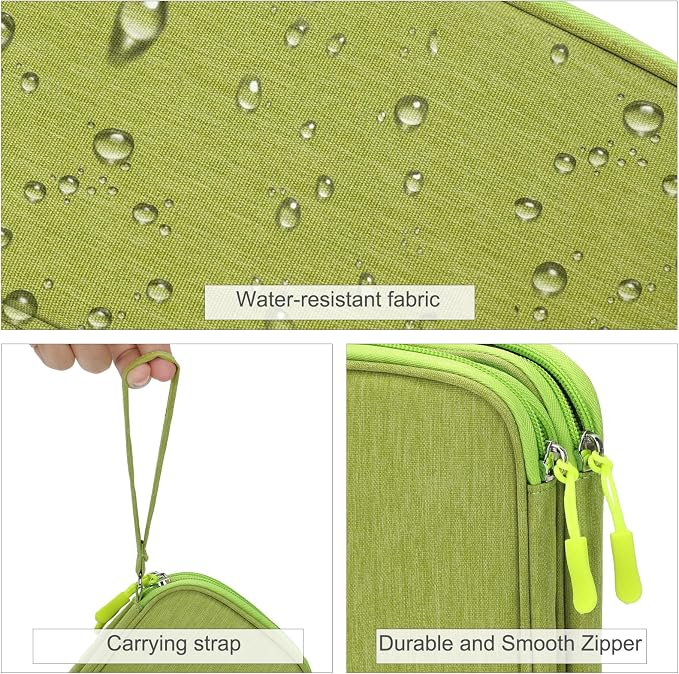 FYY Electronic Organizer, Travel Tech Pouch Bag, Medium, Green | Wrist Strap, Waterproof, Double Layers Portable Electronics Travel Carrying Case for Cord, Charger, Daily Business Trips Use - Image 4