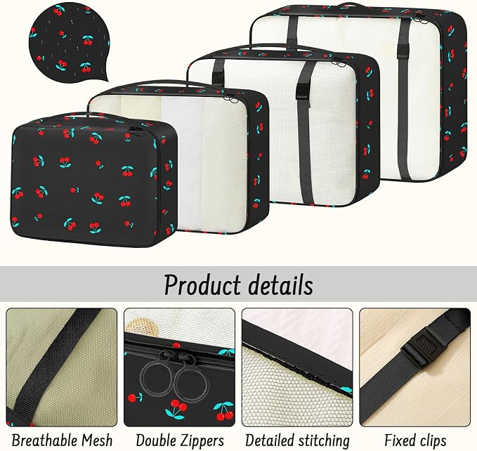 9 Set Packing Cubes for Travel Essentials - Lightweight Carry-On Luggage Organizer Bags with Shoe, Clothes & Laundry Bags for Airplane, Family & Business Travel, Black cherry - Image 6