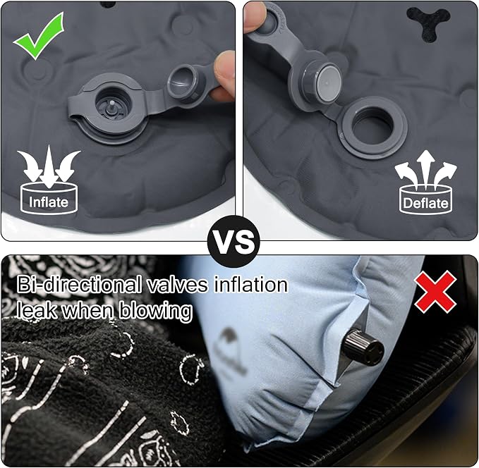 Inflatable Seat Cushion, Lightweight Stadium Seat Pad, Travel Air seat Cushion Anti-Slip for Airplane, Long Flights, Hiking, Climbing, Home and Camping, Compact Air Cushion,Two Pack Black - Image 7