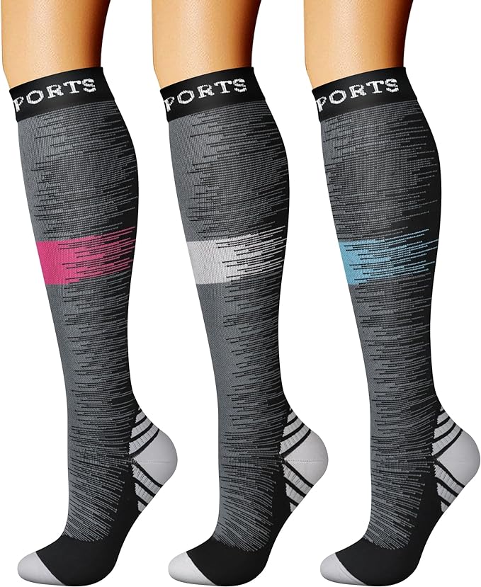 CHARMKING Compression Socks for Women & Men Circulation (3 Pairs) 15-20 mmHg is Best Support for Athletic Running Cycling by CHARMKING