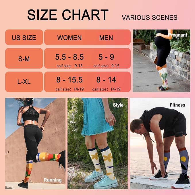 4 Pairs Compression Socks for Women Circulation-Best Support for Nurses,Running,Athletic,Travel - Image 6