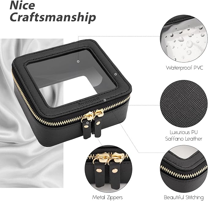 Aveniee Clear Makeup Bag Small, Mini Travel Toiletry Bag Cosmetic Bags TSA Approved, Clear Makeup Case Pouch with Zipper, Car Organizer Essentials for Women Men,Black - Image 4
