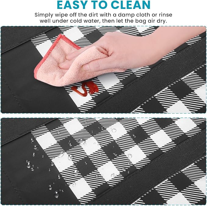 WOWBOX Reusable Grocery Bags, Foldable Reusable Shopping Tote Bags | 6-Pack Large Storage Bags bulk with Reinforced Handles and Water Resistant Coating for Groceries,Multipurpose,Black-White - Image 6