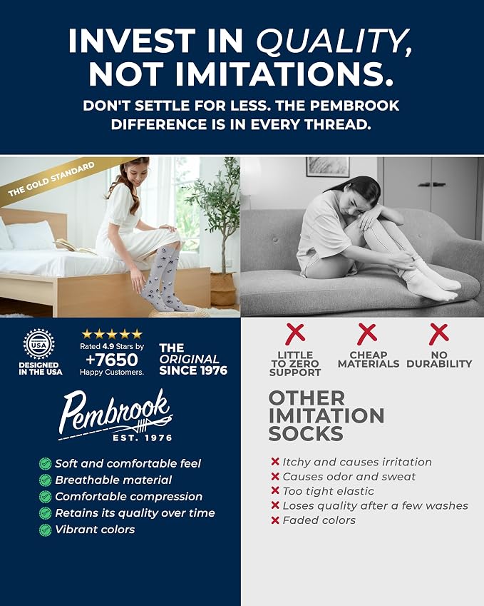 Pembrook® Light Compression Socks for Women - 3 Pairs | 8-15 mmHg Cotton Compression Socks for Pregnancy, Knee High Comfort - Image 4
