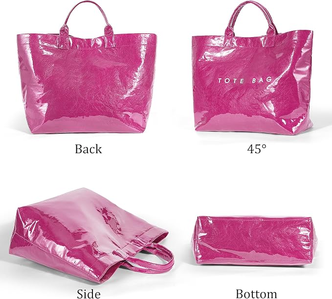 Lushandy PVC Tote Bag for Women Jelly Beach Bag Top Handle Hobo Handbag | Water-Resistant, Wipe Clean, Lightweight - Image 6