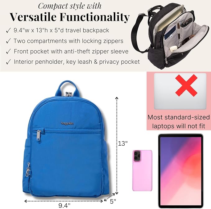 Securtex Anti-Theft Getaway Backpack - 9.4"x13"x5" Travel Safe Bag w/Locking Zippers, Slash-Resistant, RFID - Image 3