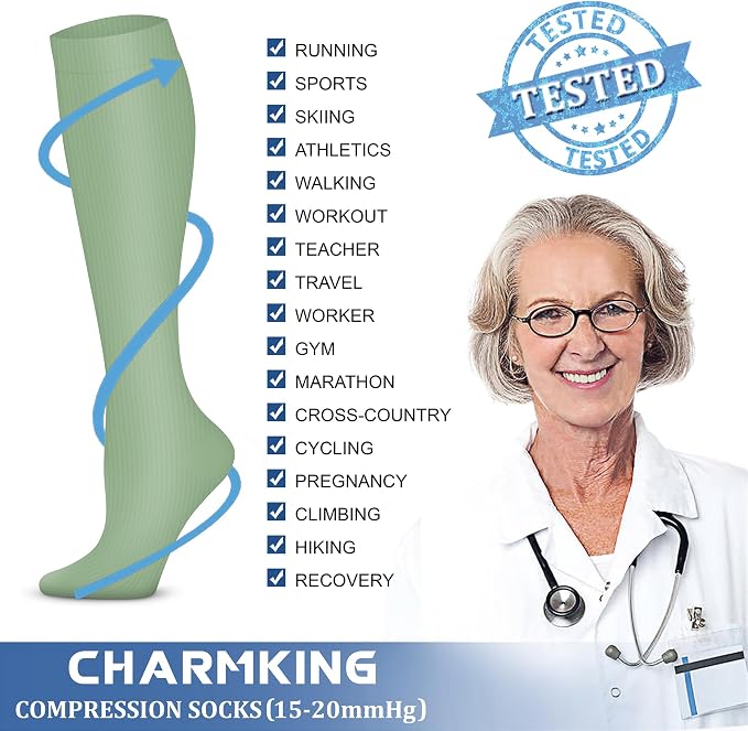 CHARMKING Compression Socks for Women & Men Circulation (3 Pairs) 15-20 mmHg is Best Support for Athletic Running Cycling - Image 5