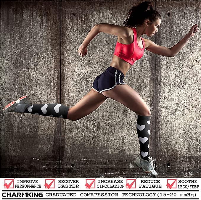 CHARMKING Compression Socks for Women & Men Circulation (3 Pairs) 15-20 mmHg is Best Support for Athletic Running Cycling - Image 2