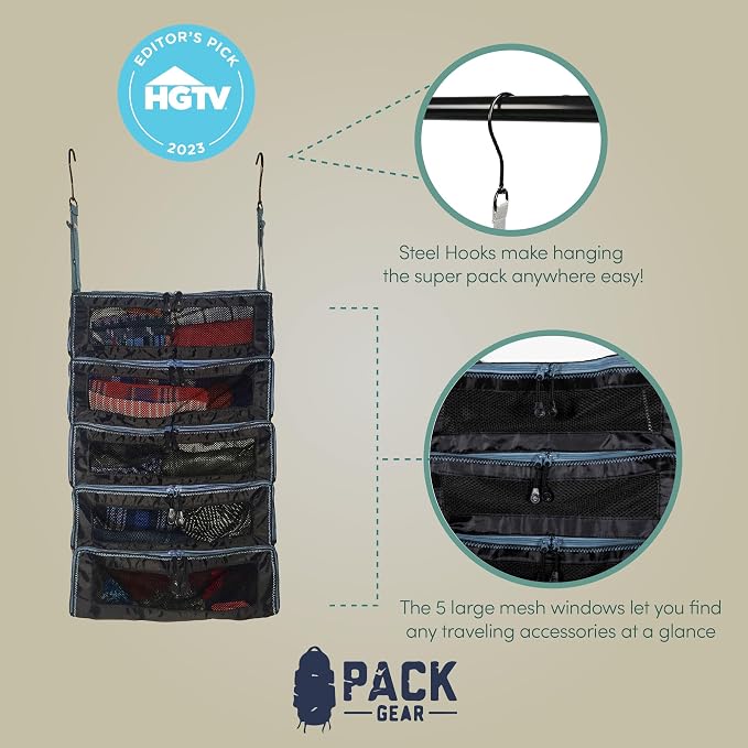 Hanging Suitcase Organizer - Our Large Hanging Luggage Organizer Fits Any Suitcase - Our Packing Cubes For Travel Uses Mesh Windows to Make it Easy to Find your Clothes (Black, L) - Image 8