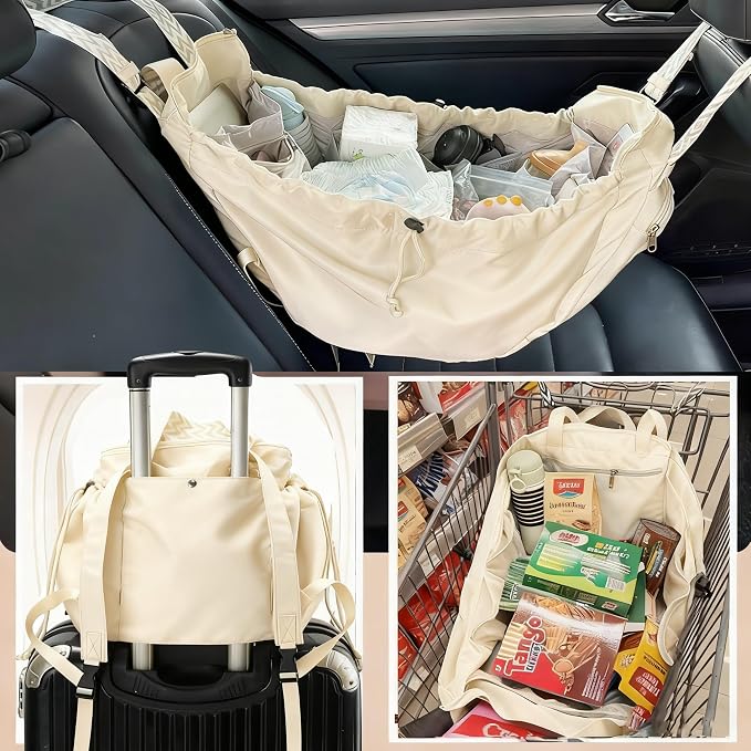 Tote Bag Large Capacity Lightweight Backpack with 15 Pockets Nylon Shoulder Bag for Car Travel Mother Bag - Image 7