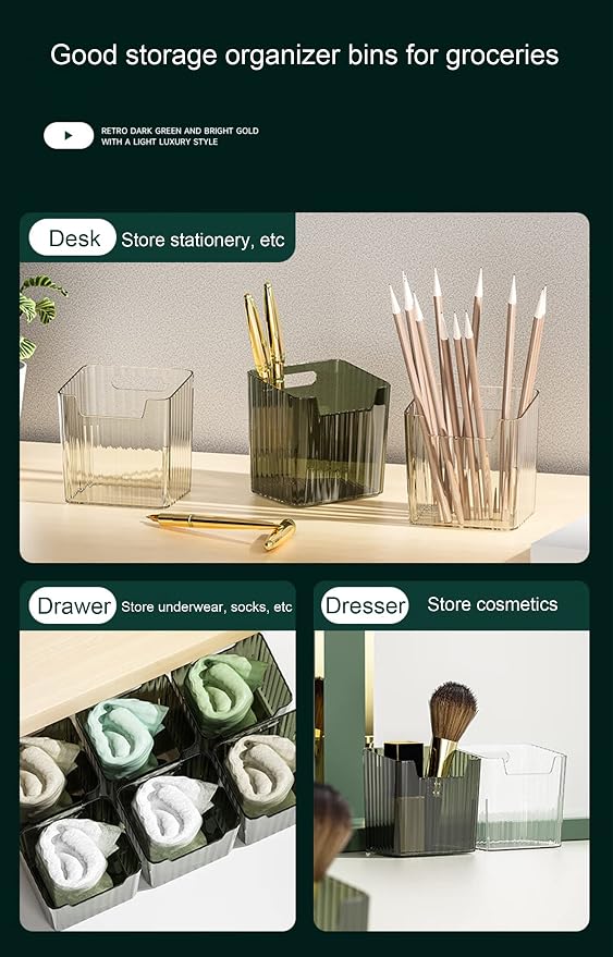 Lae Nuvole 2 Pack Adhesive Wall Storage Bins, Cabinet Door Organizer, Green | 4 Adhesive Pads, No Drill, Renter Friendly, BPA-Free PET, Stackable; for Fridge, Kitchen, Bathroom, Countertops, Pantry - Image 3