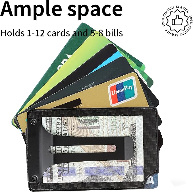 Slim Wallet for Men,RFID Blocking Minimalist Metal Wallet, Money Clip/Cash Holder, Front Pocket Aluminum Credit Card Holder, Ideal Gift for Men,Matt Carbon Fiber - Image 2