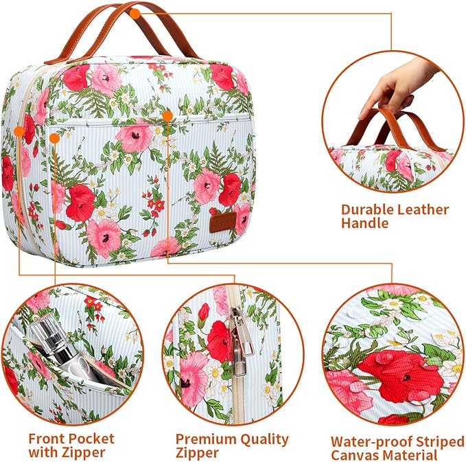 Hanging Travel Toiletry Bag,Large Capacity Cosmetic Travel Toiletry Organizer for Women with 4 Compartments & 1 Sturdy Hook,Perfect for Travel/Daily Use/Christmas - Image 6