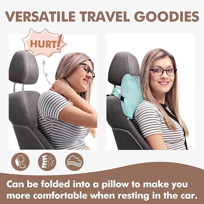 Tirrinia Travel Blanket and Pillow Set, Soft Compact Airplane Blanket with Foot Pockets, 4-in-1 Travel Essentials for Women Men, Portable Travel Gifts for Her, Travel Blanket for Airplanes, Cars - Image 2