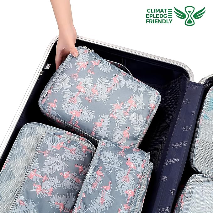 BAGAIL 8 Set Packing Cubes Luggage Packing Organizers for Travel Accessories-Red Flamingo - Image 6