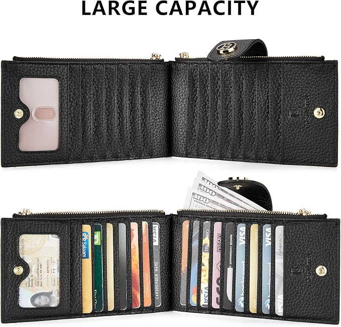 BOSTANTEN Leather Womens Wallet Large RFID Blocking Slim Card Holder | 16 Card Slots, 2 Zipper Pockets, Bifold, Long, Fits Most Purses, Organized Everyday Carry, Ladies Gifts, Black - Image 4