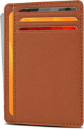 Slim Minimalist Leather RFID Blocking Front Pocket Wallet, Cognac by OakLeathers