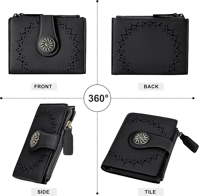 Tipmile Small Wallet for Women Bifold RFID Blocking Card Holder Leather Wallets with Zipper Coin Pocket - Image 9