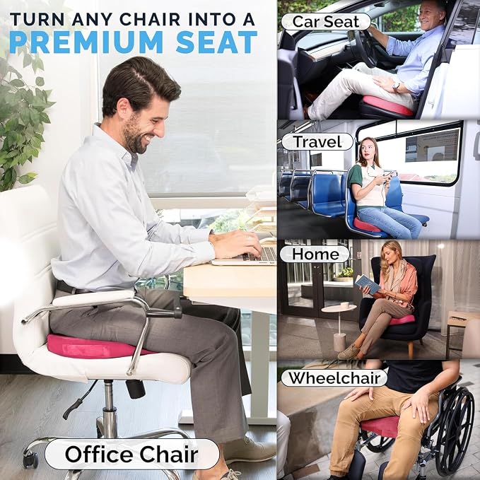 ComfiLife Doctor Recommended Seat Cushion - Premium Gel & Memory Foam Office Chair, Car Seat, Lifting Cushion - Chair Cushions for Back & Sciatica Relief - Seat Cushions for Office & Desk (Pink) - Image 9