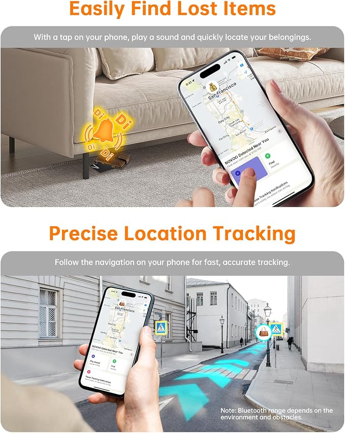 NOVOO Air Locator Tag (iOS Only) Wallet Tracker Card with Apple Find My | Smart Card Bluetooth Tracker, 6 Years Battery, IP68 Waterproof, 1.6mm Keys Finder and Item Locator for Keys, Bags, Passport - Image 4