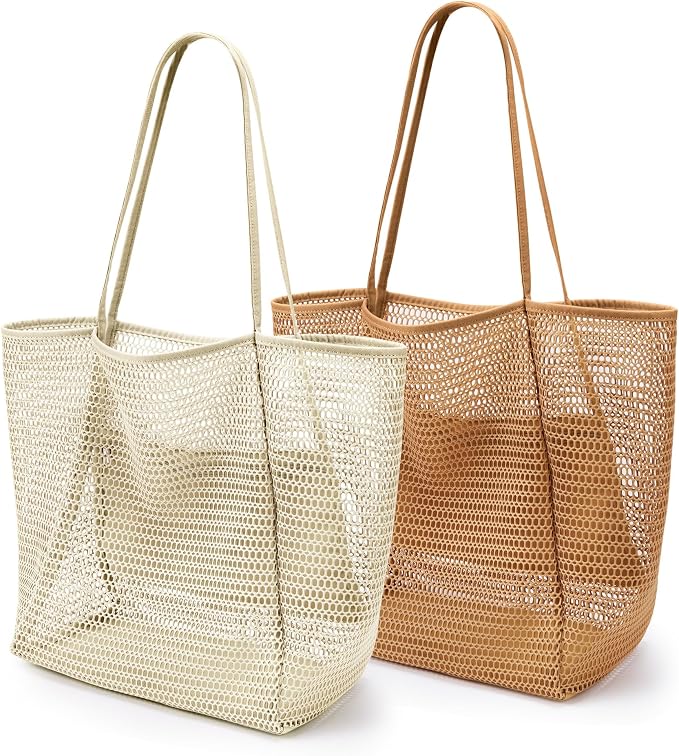 KALIDI Beach Mesh Tote Bag, Casual MAX 23L Summer Foldable Hobo Bag Women | Sandproof Widen Strap Large Shoulder Bag For Lake Pool Vacation Travel Picnic Grocery Market Shopping Carrier by KALIDI