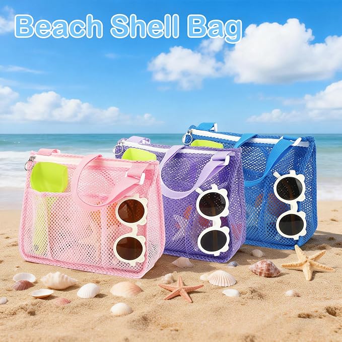 Fammart Mesh Beach Bag for Women, Large Beach Toy Pool Bag with Zipper Pocket, SandProof Cruise Essentials 2026 Family Travel - Image 7