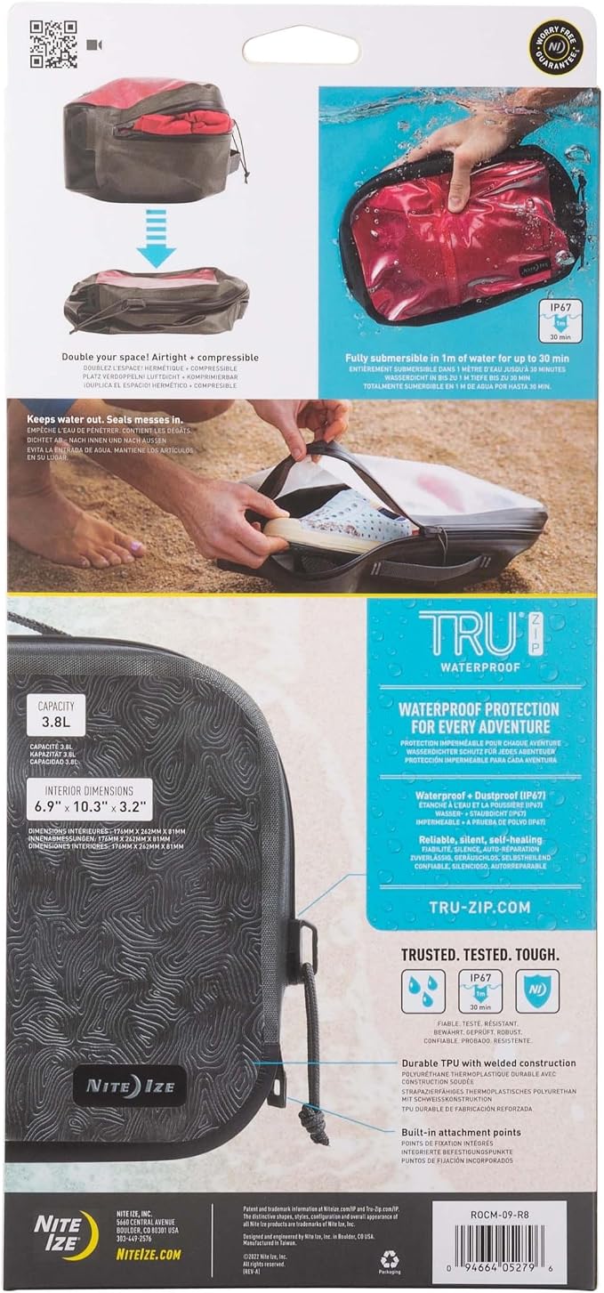 Nite Ize RunOff Waterproof Packing Cube - Waterproof Packing Cube for Travel - Dry Travel Bag with Compression - Charcoal, Medium - Image 6