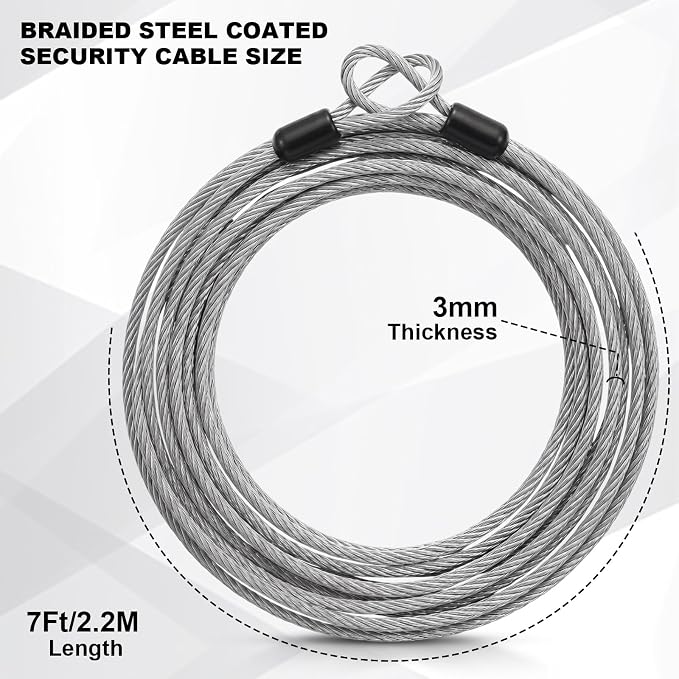12 Pack Security Cable Luggage Lock with Loops 15 ft 3mm Braided Steel Coated Bike Cable Wire Double Loop Anti Theft Safety for U Lock, Padlock and Disc(Clear) - Image 4