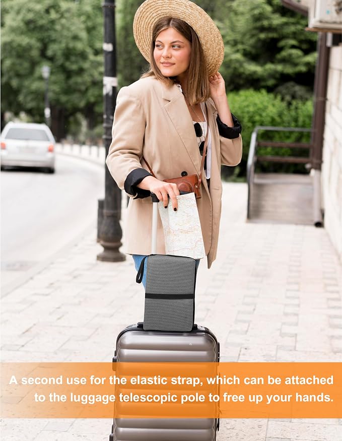 FASTMOMENT Portable Airplane Seat Cushion Foldable Seat Cushion for Travel | Thickened Cushion, Carrying Handle, Breathable Fabric, Washable Mesh Cover, Anti-Slip bottom, Lightweight for Flight Bleacher - Image 8