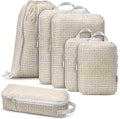 Compression Packing Cubes for Travel 6PC Set - Suitcase Organizer & Space Saver Bags for Carry On Luggage with Drawstring Backpack Beige Boho by Unknown