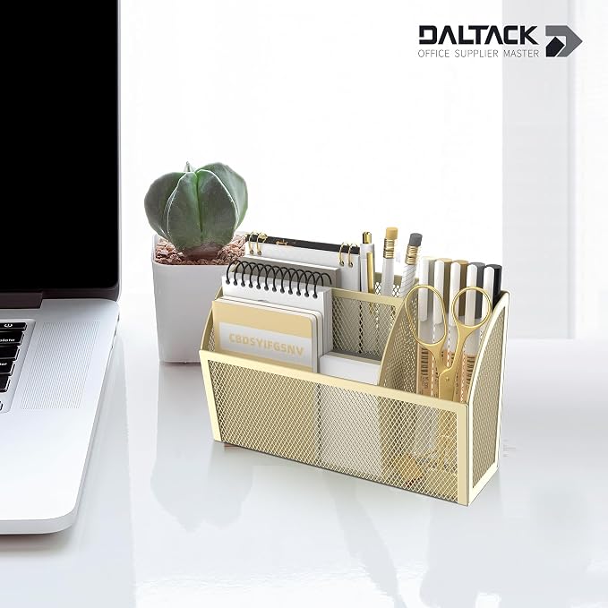 3-Grid Magnetic Pencil Holder, Strong Magnet Locker Organizer, Yellow | Mesh Magnetic Shelf, Marker Holder Perfect for Whiteboard, Refrigerator and Locker Accessories - Image 2
