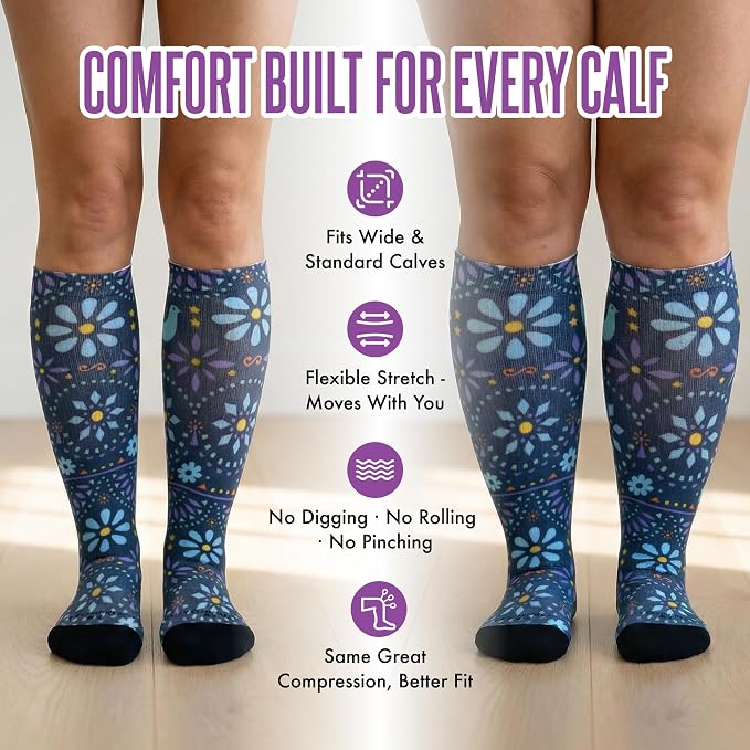 Crazy Compression Socks, Comfortable Support Socks for Recovery, Travel, Hiking, and Long-Hour Comfort w/Fun Designs - Image 8