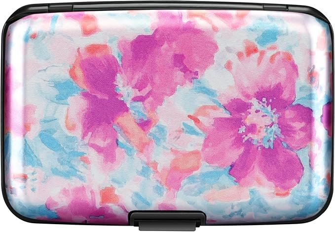 RFID Aluminum Wallet Credit Card Protector Case Holder for Men Women | Mini RFID Aluminum Wallet Credit Cards Holder Business Card Case Metal ID Case for Men Women(Watercolor Sakura) - Image 4