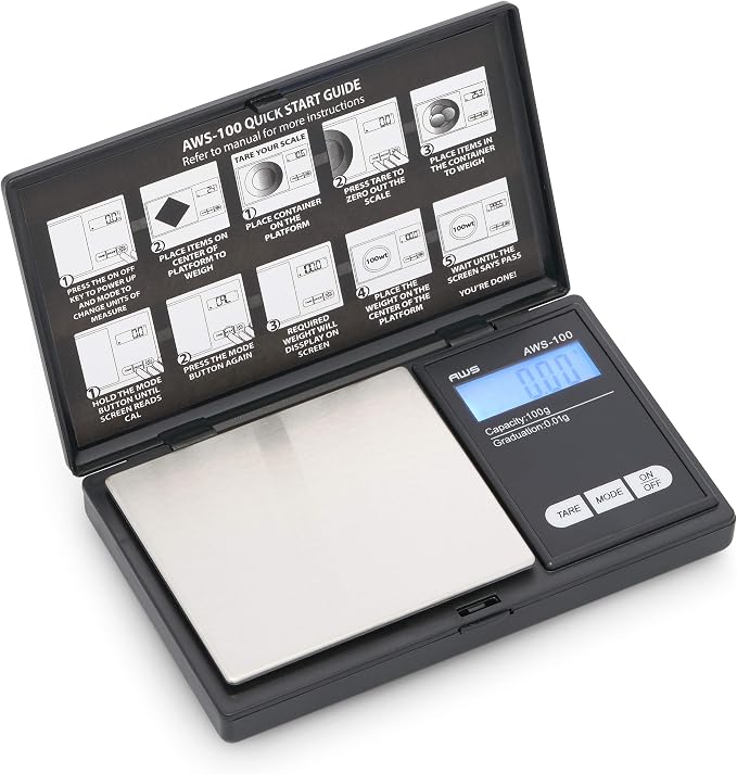 Series Digital Pocket Weight Scale, Stainless-Steel Backlit LCD 100g x 0.01g, (Black), AWS-100-Black - AMERICAN WEIGH SCALES - Image 4