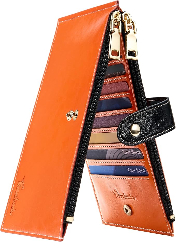 Travelambo RFID Wallet Women Large Size Bifold Multi Card Wallet Case with Zipper Pocke Credit Card Holder for Women by Travelambo