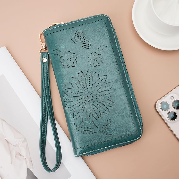 RFID Wallet Women Large Capacity Sunflower Wristlet Wallets for Women Clutch Ladies Cell Phone Purse - Image 2