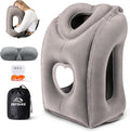 Inflatable Travel Pillow, Airplane Neck Pillow Comfortably Supports Head and Chin for Airplanes, Trains, Cars Office Napping on The Tray Table (Grey) by JEFDIEE