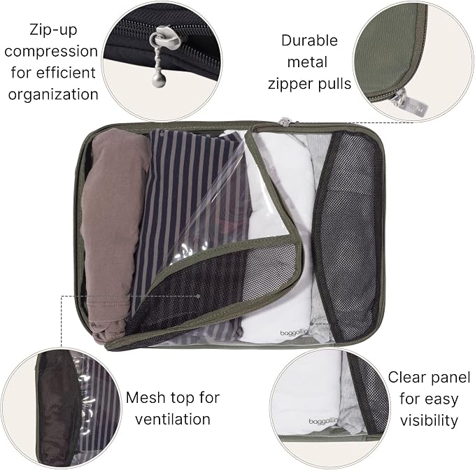 Baggallini Compression Cube 3-piece set - Lightweight Compression Packing Cubes for Travel - Image 3